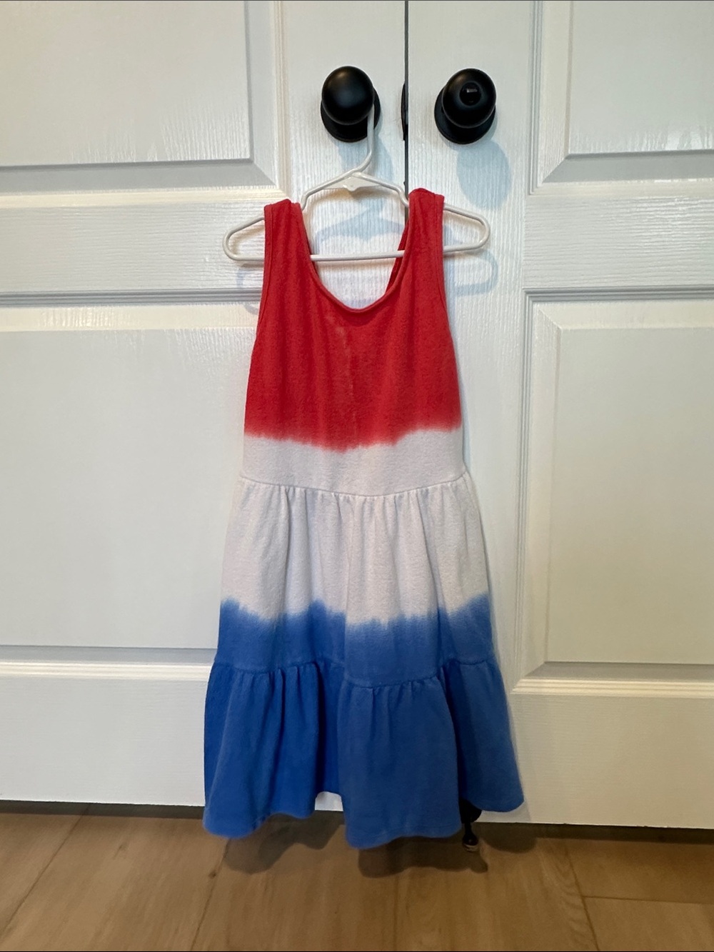 Cat & Jack L10/12(true size 8-10) Red White & Blue Tiered Tank Dress for Girls
